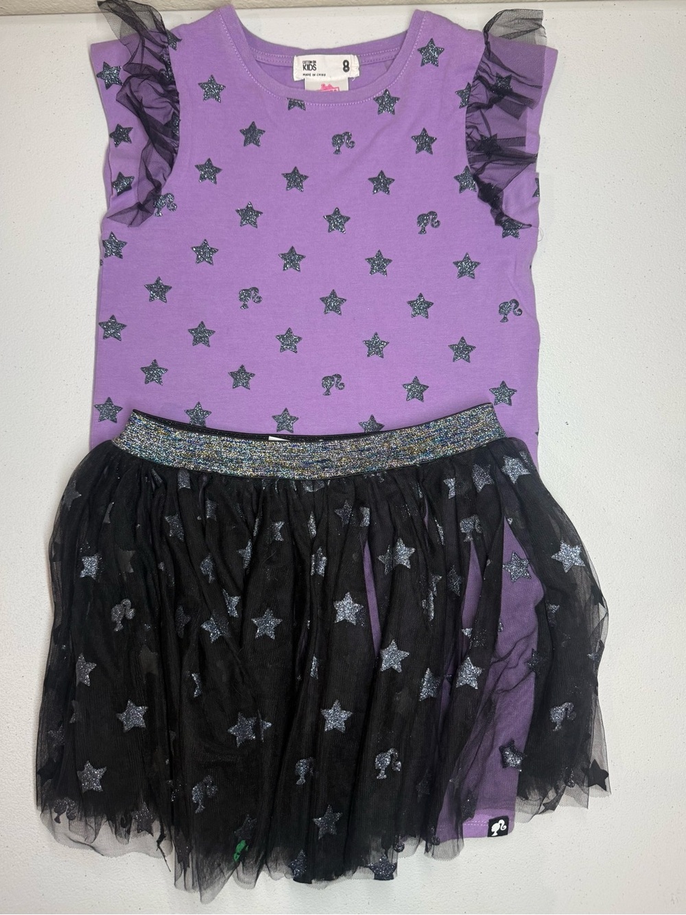 Cotton On Kids x Barbie Extra Purple Glitter Outfit Mixed Sizes 8/10